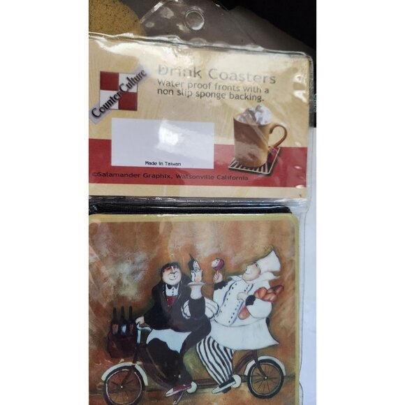 Drink Coasters Wine Design set of 4 Waterproof Non slip sponge backing Dishwashe - Picture 5 of 7